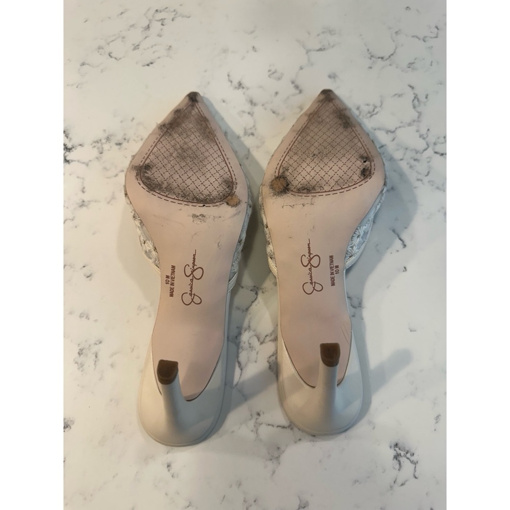 JESSICA SIMPSON Ivory Dolly Daisy Mesh Heels - Size 10 - Picture 12 of 12